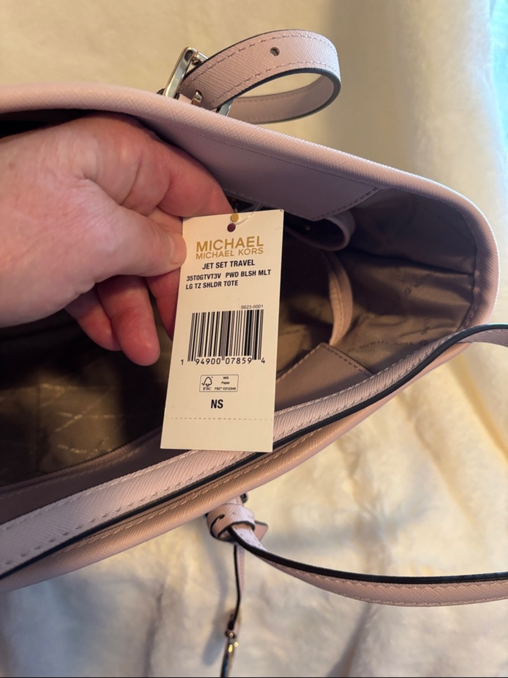 Michael Kors Pink and Beige MK Logo Tote - Picture 7 of 11